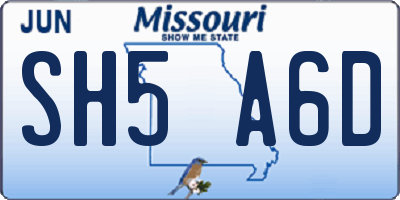 MO license plate SH5A6D
