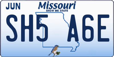 MO license plate SH5A6E