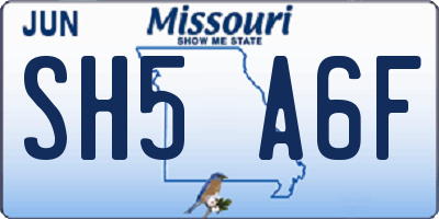 MO license plate SH5A6F
