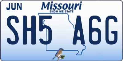 MO license plate SH5A6G
