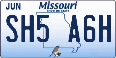 MO license plate SH5A6H