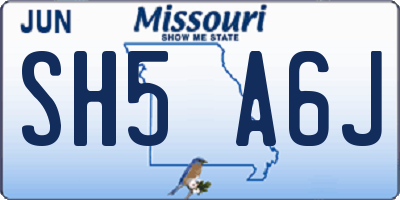 MO license plate SH5A6J