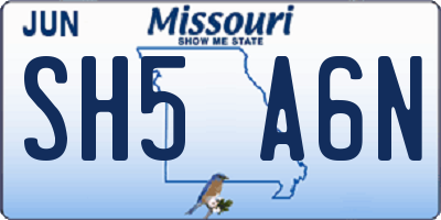 MO license plate SH5A6N