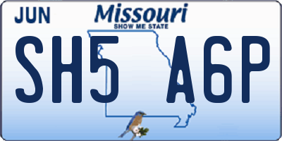 MO license plate SH5A6P