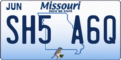 MO license plate SH5A6Q