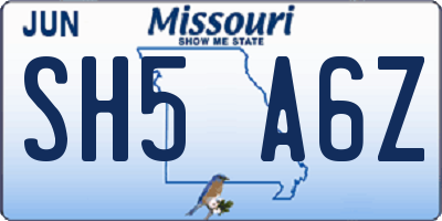MO license plate SH5A6Z