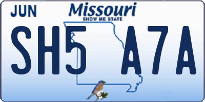 MO license plate SH5A7A