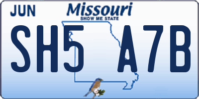 MO license plate SH5A7B