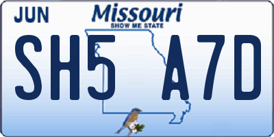 MO license plate SH5A7D
