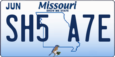 MO license plate SH5A7E