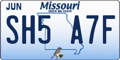 MO license plate SH5A7F
