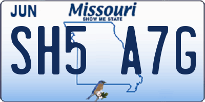 MO license plate SH5A7G