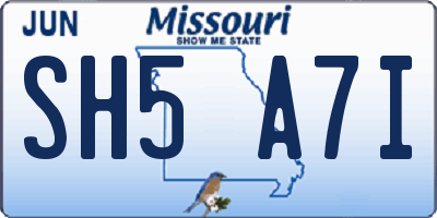 MO license plate SH5A7I
