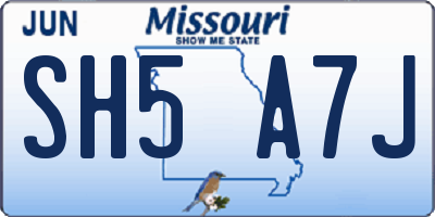 MO license plate SH5A7J