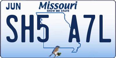 MO license plate SH5A7L