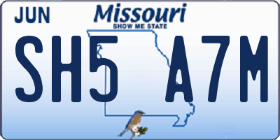 MO license plate SH5A7M