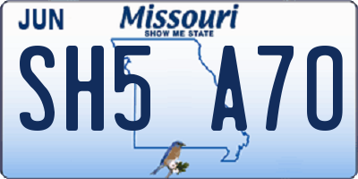 MO license plate SH5A7O