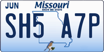 MO license plate SH5A7P