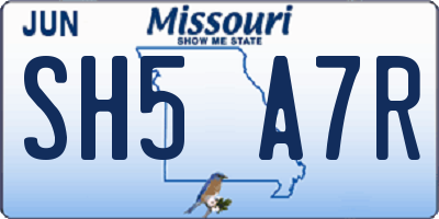 MO license plate SH5A7R