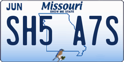 MO license plate SH5A7S