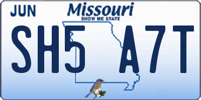 MO license plate SH5A7T