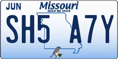 MO license plate SH5A7Y