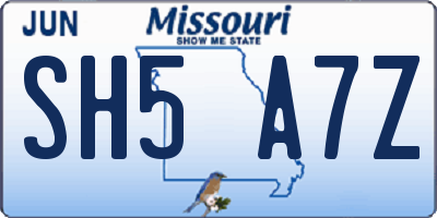 MO license plate SH5A7Z