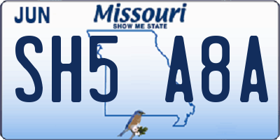MO license plate SH5A8A