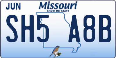 MO license plate SH5A8B