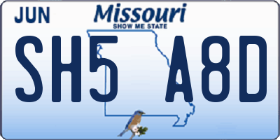 MO license plate SH5A8D