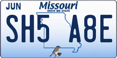 MO license plate SH5A8E