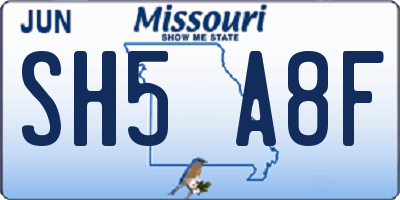 MO license plate SH5A8F