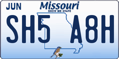 MO license plate SH5A8H
