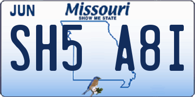MO license plate SH5A8I