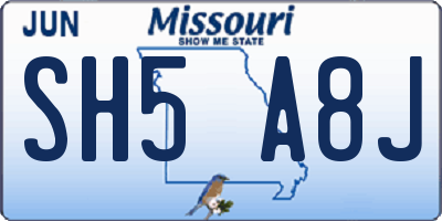 MO license plate SH5A8J