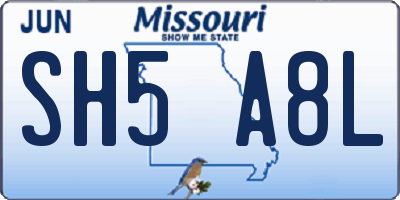 MO license plate SH5A8L