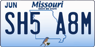 MO license plate SH5A8M