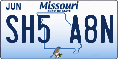 MO license plate SH5A8N