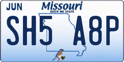 MO license plate SH5A8P