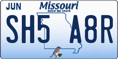 MO license plate SH5A8R