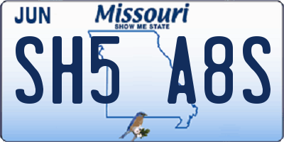 MO license plate SH5A8S