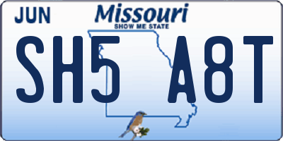 MO license plate SH5A8T
