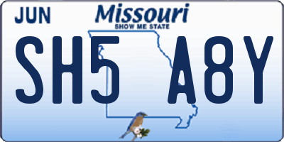 MO license plate SH5A8Y