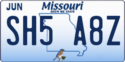 MO license plate SH5A8Z