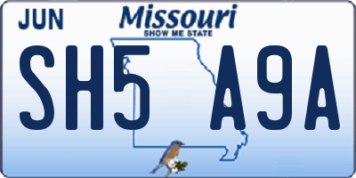 MO license plate SH5A9A