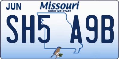 MO license plate SH5A9B