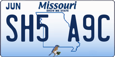 MO license plate SH5A9C