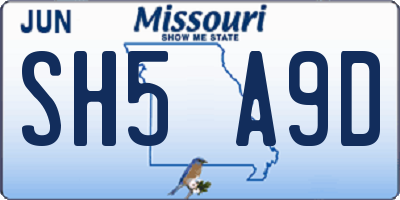 MO license plate SH5A9D