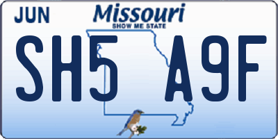 MO license plate SH5A9F