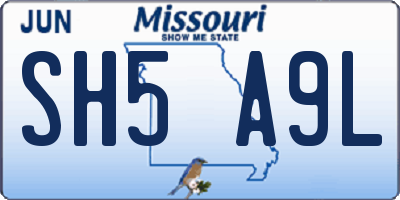 MO license plate SH5A9L